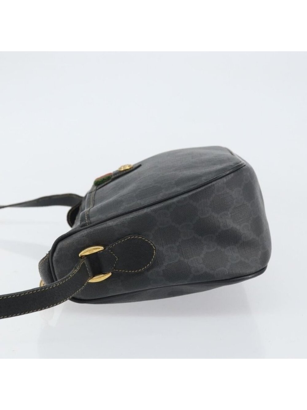Authentic GUCCI GG Supreme Web Sherry Line Bag PVC Black Gold 89 02 077 - Picture 11 of 16